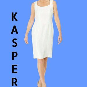 Kasper NWT Ivory Zippered Square Neck Dress